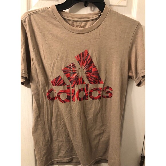 Adidas Shirt Men's Large Red Big Logo Athletic Sports Graphic Tee - Picture 1 of 4